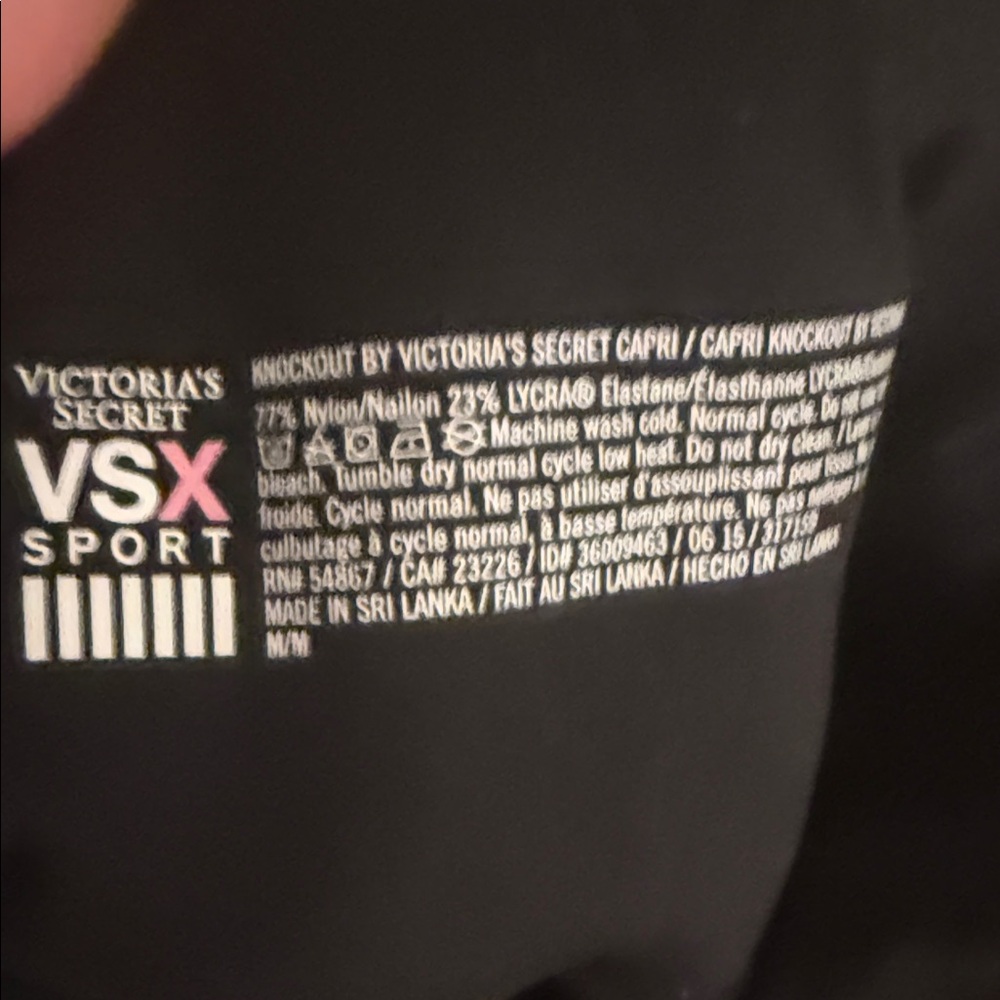 Victoria's Secret VSX Sport Black Capri Leggings with Pink Accent